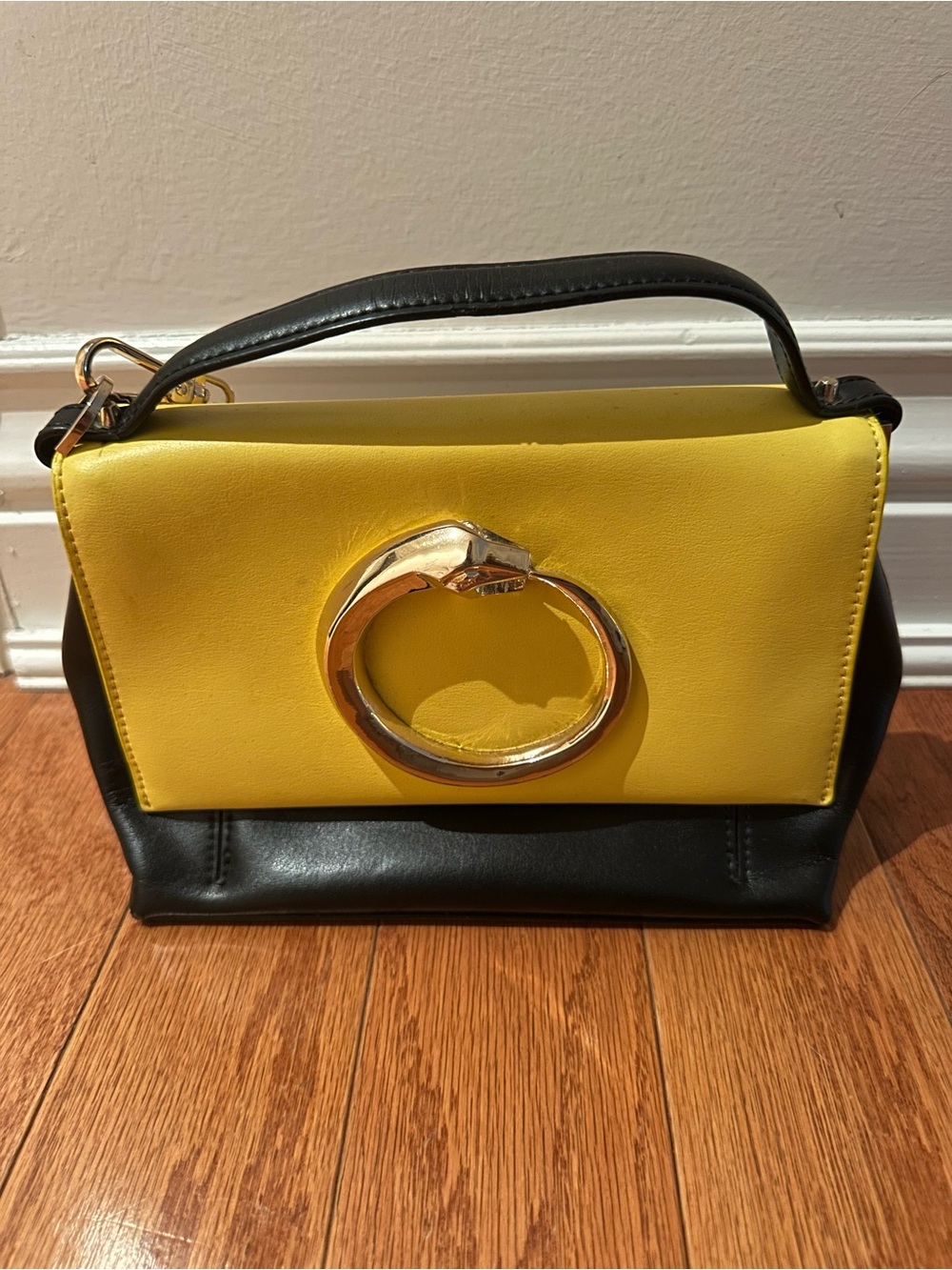 Yellow and Black Top-Handle Women's Bag